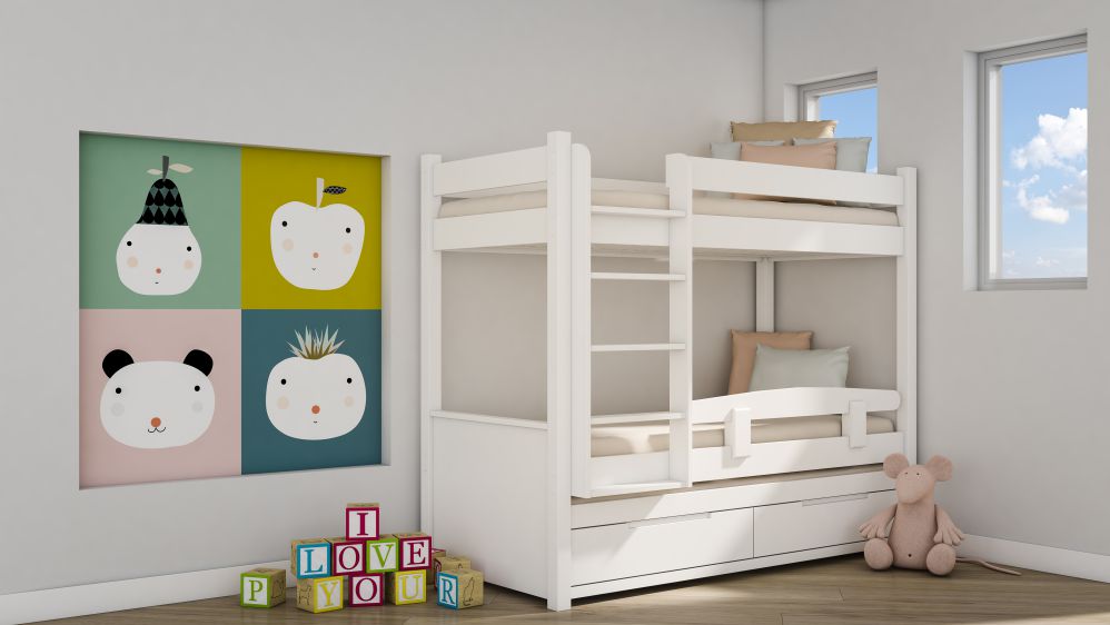 מיטות ילדים - מיטת קומותיים מעץ מלא